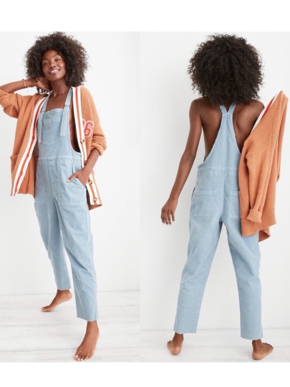 Aerie Light Blue Corduroy Overalls Medium